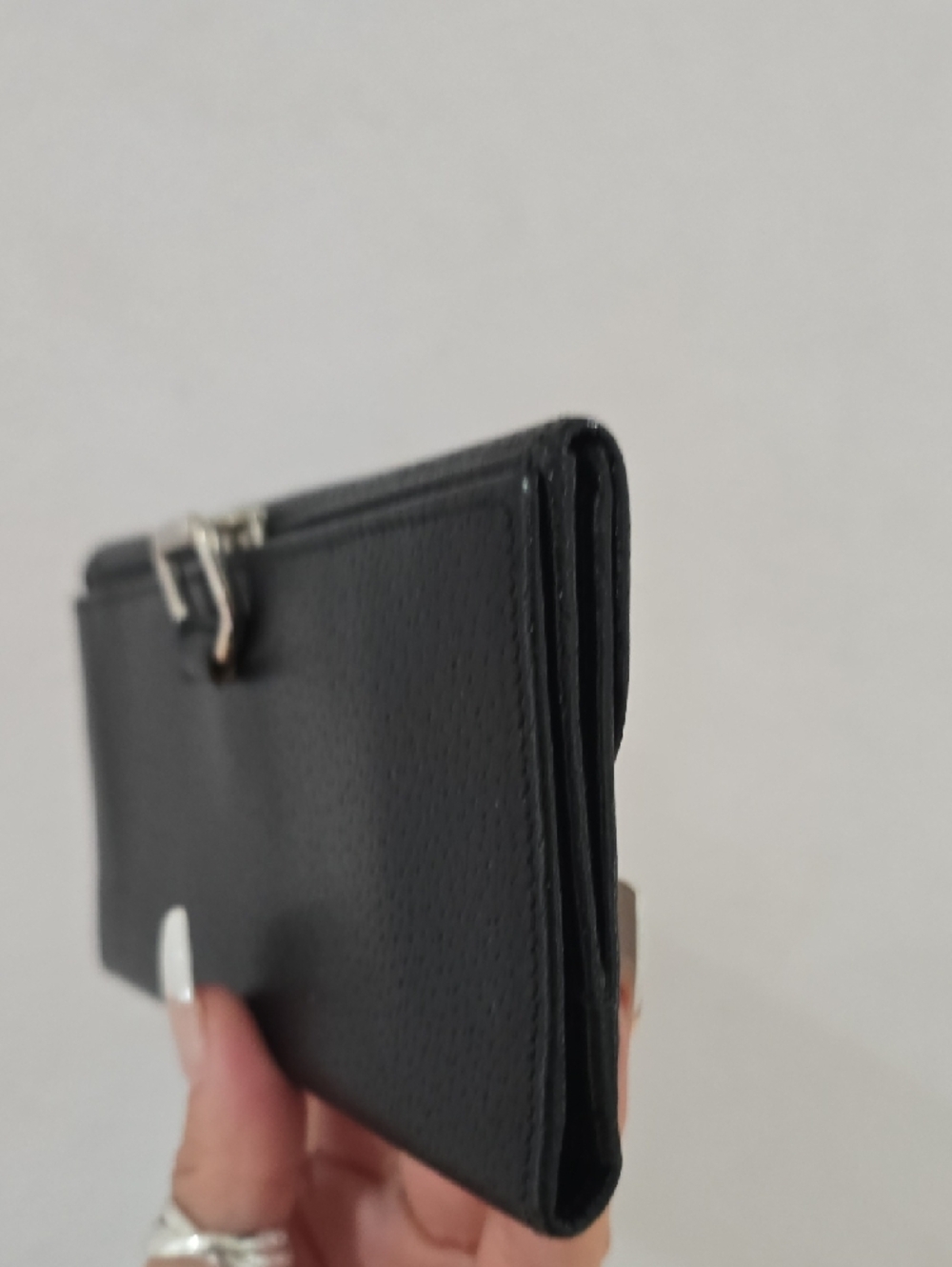 Gucci Black Leather Wallet with Silver Buckle Vintage NWOT - Picture 2 of 14